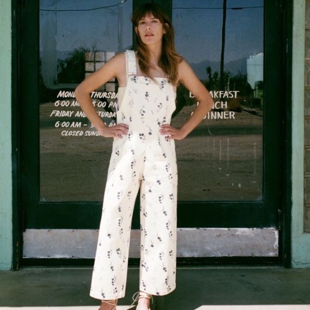 💐RARE 💐 Zara Ecru Floral Overalls Dungarees Blogger’s Favorite